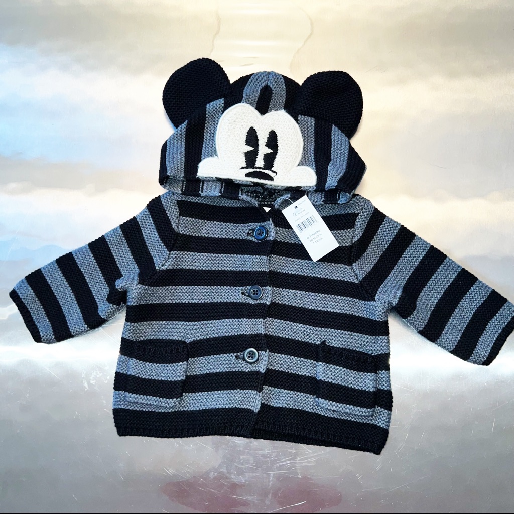 Gap X Disney Mickey Mouse Striped Sweater Cardigan Coat
